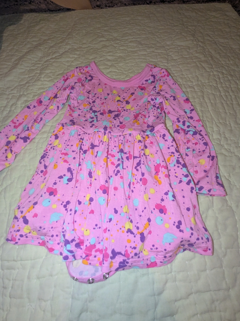 Little Sleepies Pink Long-Sleeve Splatter One-Piece
